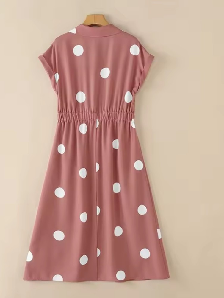 Vestido Midi Casual de Bolinhas para Mulheres [Roupa Esportiva]