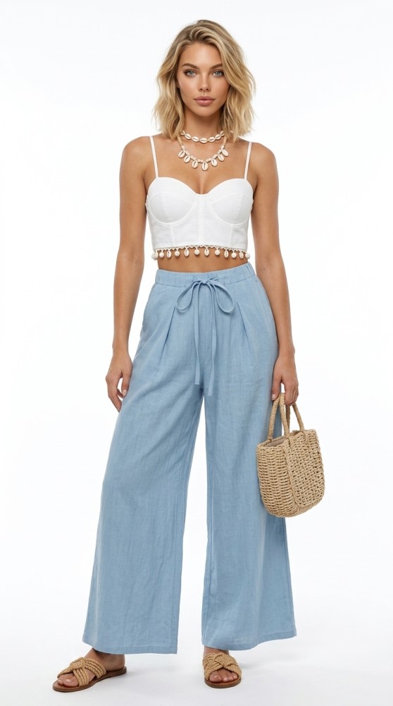 Duo Pantalon Large Aéré Bord de Mer [Vacances]