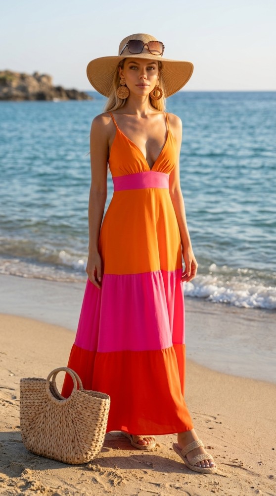 Vestido Maxi de Verano Vibrante Outfit de Vacaciones [Vacaciones]