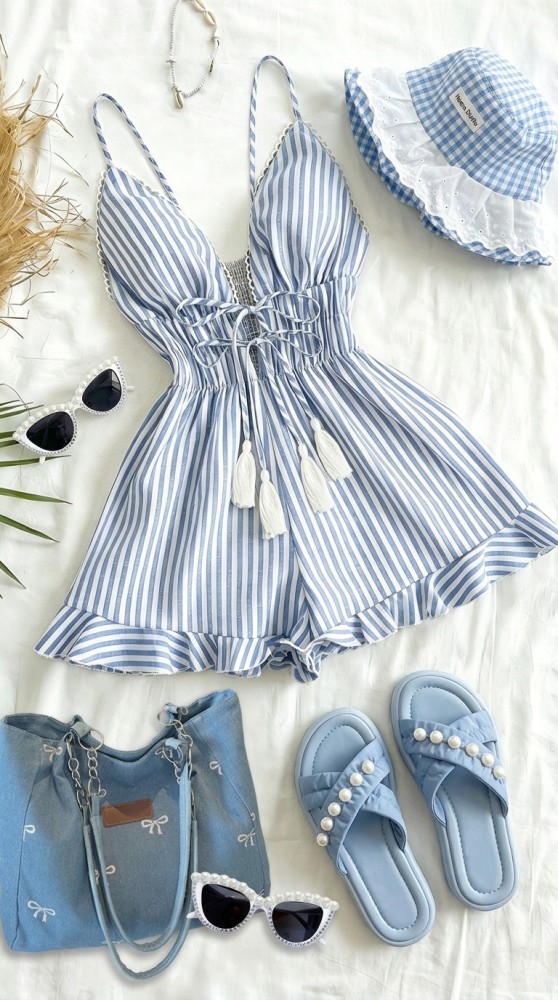 Tenue de poupée en coton mignonne décontractée pour vacances à la plage d'été